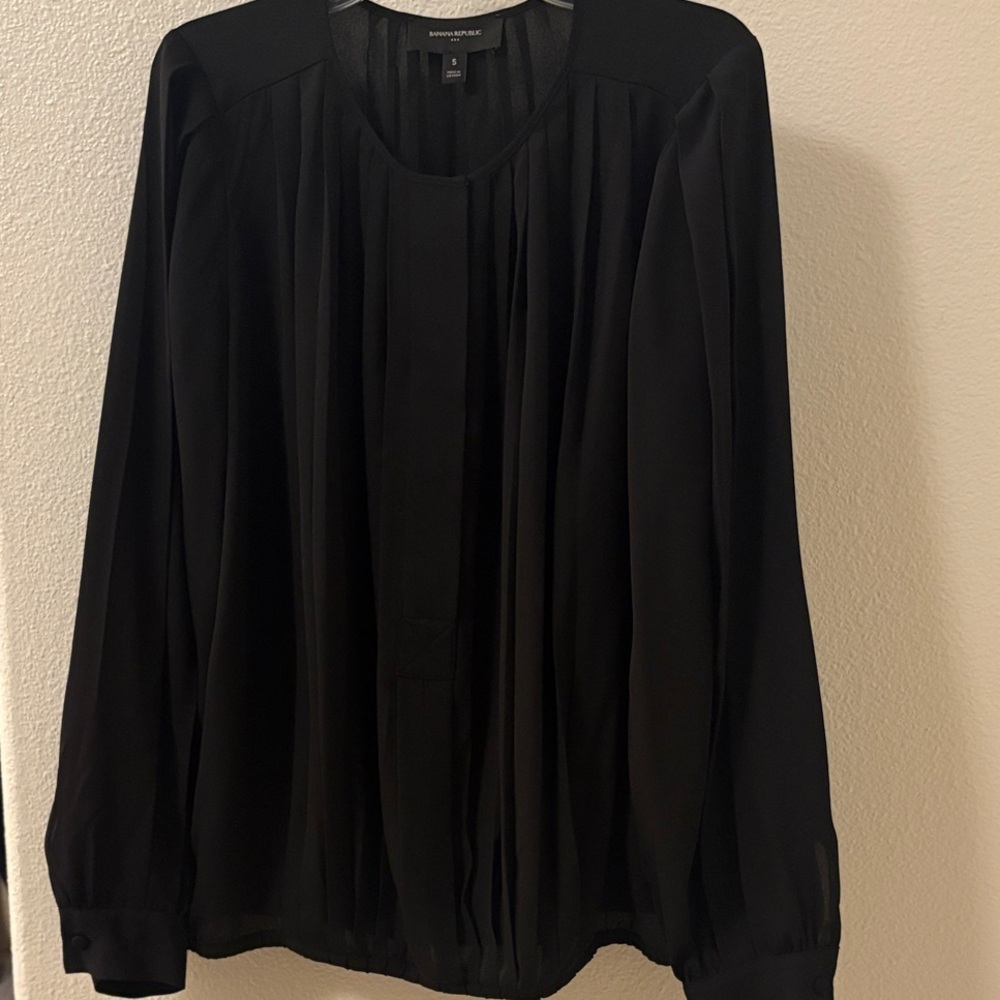 Banana Republic Black Pleated Blouse